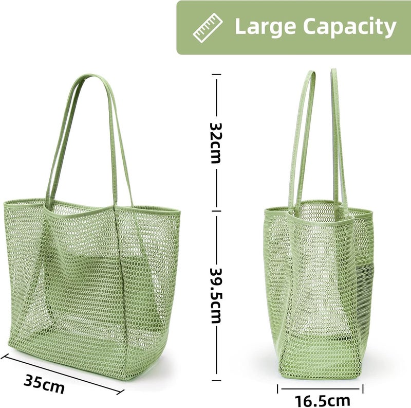 KALIDI BeachNylon Mesh Tote Bag, Casual Tote Bag Hobo Women Foldable MAX 23L Shoulder Bag For Beach Picnic Vacation - Image 5